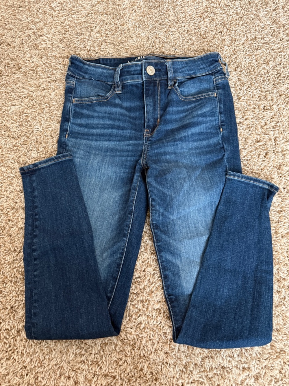 American Eagle Outfitters Dark Blue High-Rise Skinny Jeans